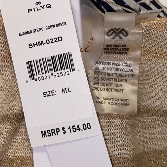 PilyQ Shimmer Stripe Robin Dress Sz M/L - Picture 7 of 7